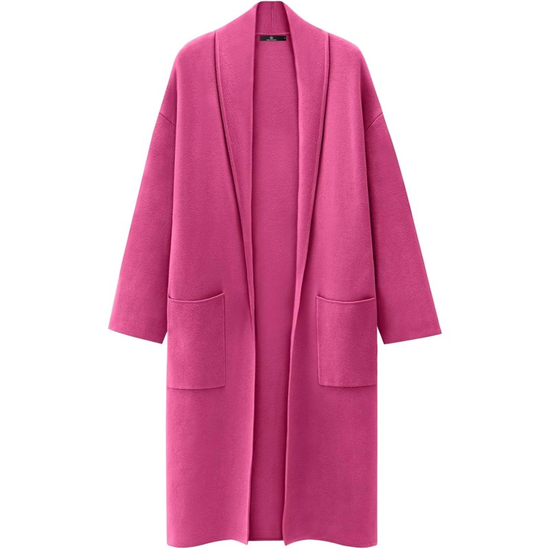 Cardigan Long Femme LILLUSORY - Manteau Overt Taille Oversize - Automne Hiver - 50% Viscose