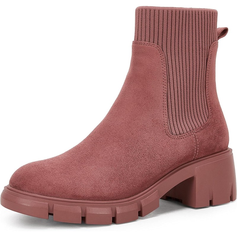 Women's Kitten Heel Ankle Boots – Square Toe Leather-Look Booties With Zipper