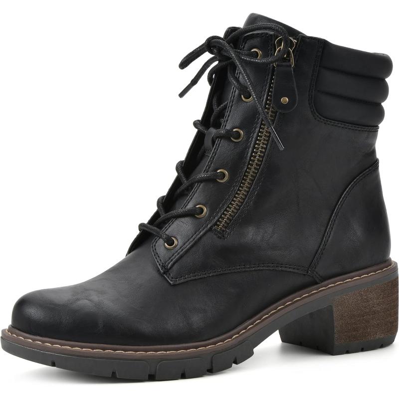 White Mountain Crazies Combat Boots For Women - Stylish Military Boots With Zip & Lace-Up