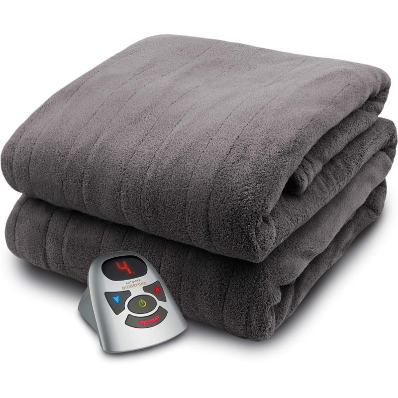 Biddeford Blankets Electric Warming Blanket with Digital Controller Full Grey Biddeford