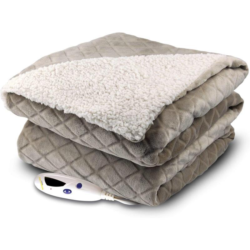 Biddeford Blankets Velour Sherpa Electric Heated Blanket with Digital Controller Throw Taupe Biddeford Blankets Velour Sherpa Electric Heated Blanket with Digital Controller Throw Taupe Biddeford